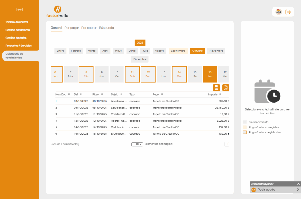 Calendario de vencimientos